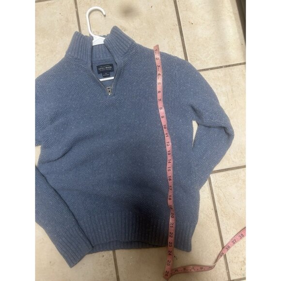 Lucky Brand Men's Small Quarter Zip Sweater Cotton Wool Blend Blue Mock Neck - Picture 5 of 5